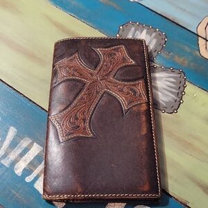 Brown Leather Wallet with Cross Design